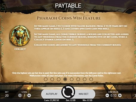 Игровой бонус в Coins of Egypt онлайн