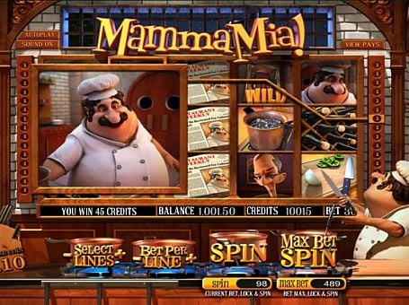 Призовая комбинация на линии в игровом автомате Mamma Mia