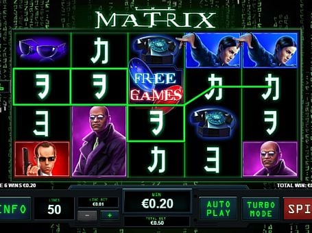 Призовая комбинация символов в игровом автомате Matrix